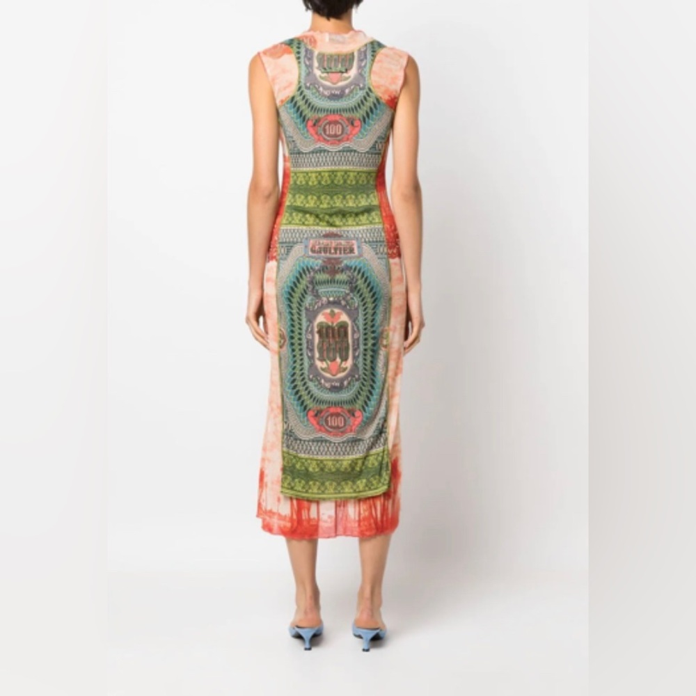 Jean Paul GAULTIER sleeveless banknote multiprint dress